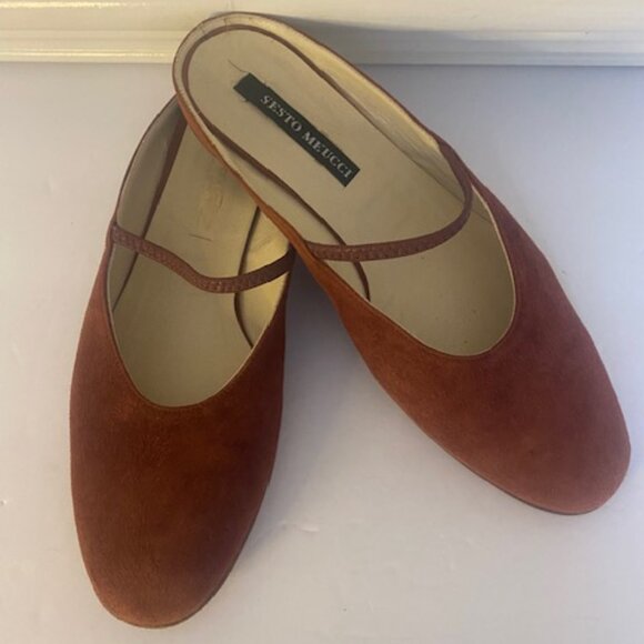 Sesto Meucci Brown Suede Mary Jane Women's slip on Mule, Size 8.5 - Picture 2 of 7